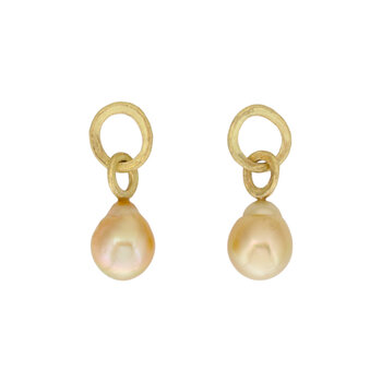 Laura Lienhard Golden Pearls Link Dangle Post Earrings in 18k Gold