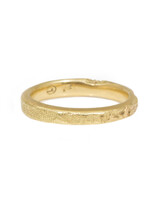 Narrow Silk Textured Band in 18k Yellow Gold