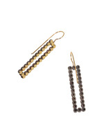 Multi Dot Rectangle Earrings in 22k, Oxidized Silver and 14k Earwires