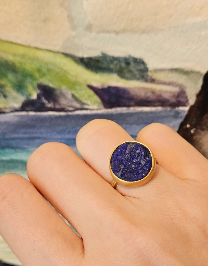 Rough Lapis Ring in 18k & 22k Yellow Gold