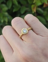 Raised Cup Old Euro Cut Diamond Ring in 18k Gold