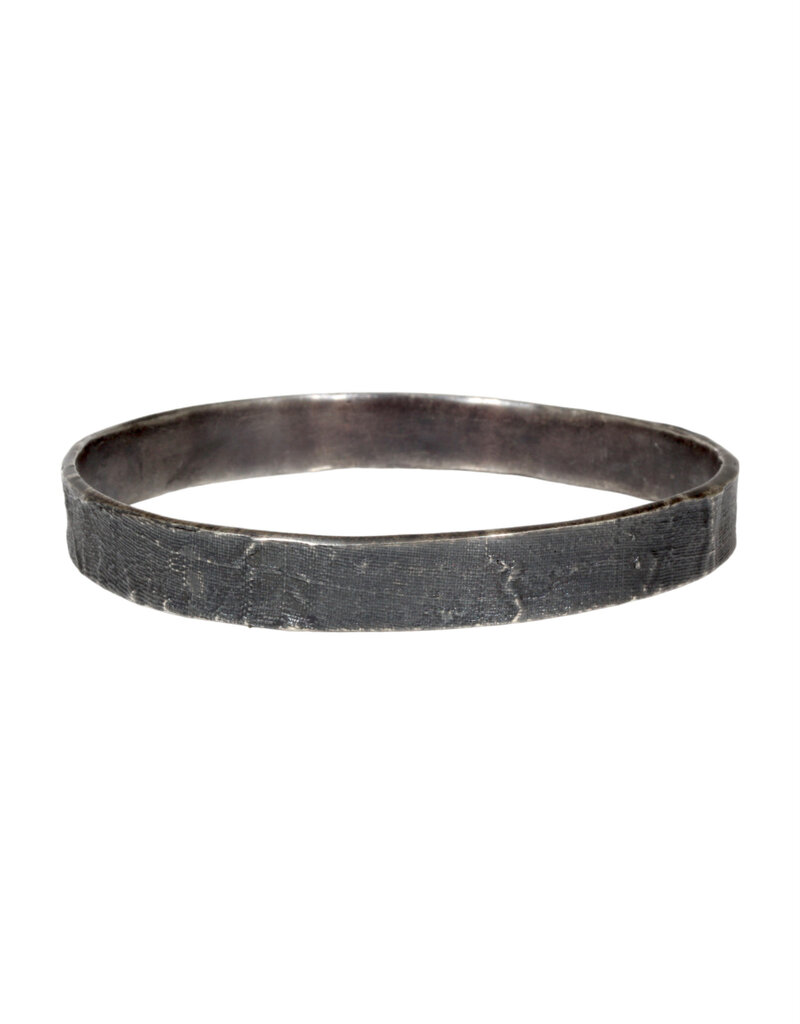Silk Flat Bangle in Oxidized Silver