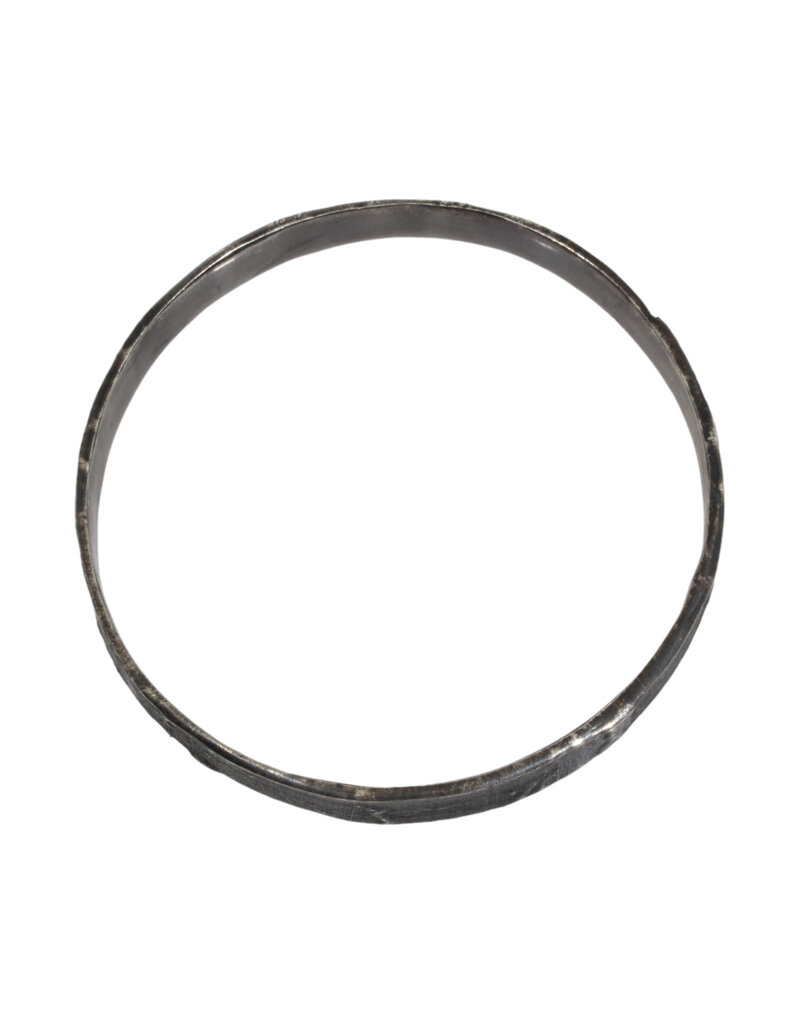 Silk Flat Bangle in Oxidized Silver
