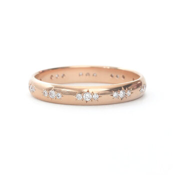 Tura Sugden 3mm Cloak Band with White Diamonds in 18k Rose Gold
