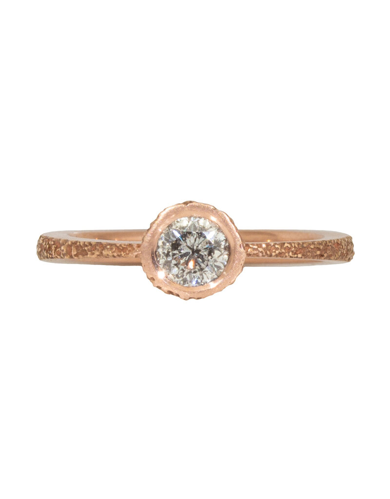 Salt & Pepper Diamond Solitaire in Sand-Textured 14k Rose Gold