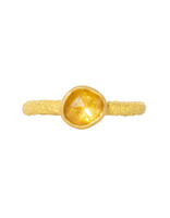 Organic Rosecut Yellow Sapphire Solitaire Ring in Sand-Textured 18k Yellow Gold