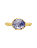 Organic Tanzanite Solitaire Ring in Sand-Textured 18k Yellow Gold