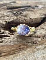 Organic Tanzanite Solitaire Ring in Sand-Textured 18k Yellow Gold