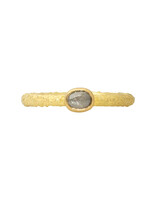Oval Rosecut Diamond Stacking Ring in Sand-Textured 18k Yellow Gold