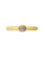 Oval Rosecut Diamond Stacking Ring in Sand-Textured 18k Yellow Gold