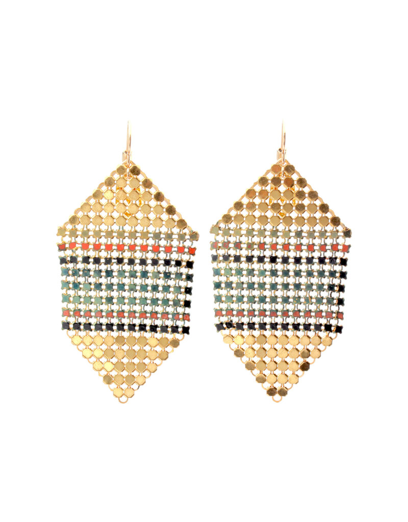 Maral Rapp Klimt Earrings with Gold Caps