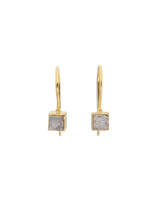 Raw Diamond Cube Earrings in 18k Yellow Gold