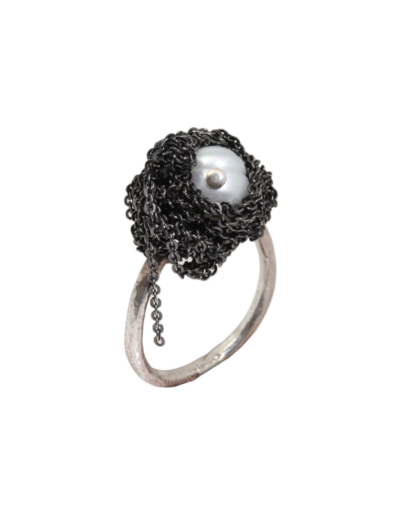 Pearl Nuggy Ring in Charcoal