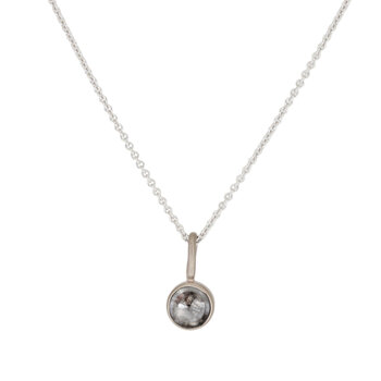 Round Salt and Pepper Diamond Pendant in 18k Palladium White Gold