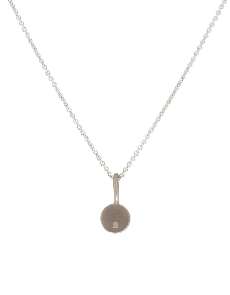 Round Salt and Pepper Diamond Pendant in 18k Palladium White Gold