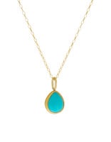 Teardrop Sleeping Beauty Turquoise Pendant in 22k and 18k Gold