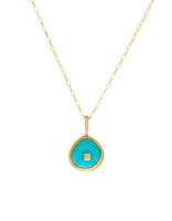 Teardrop Sleeping Beauty Turquoise Pendant in 22k and 18k Gold