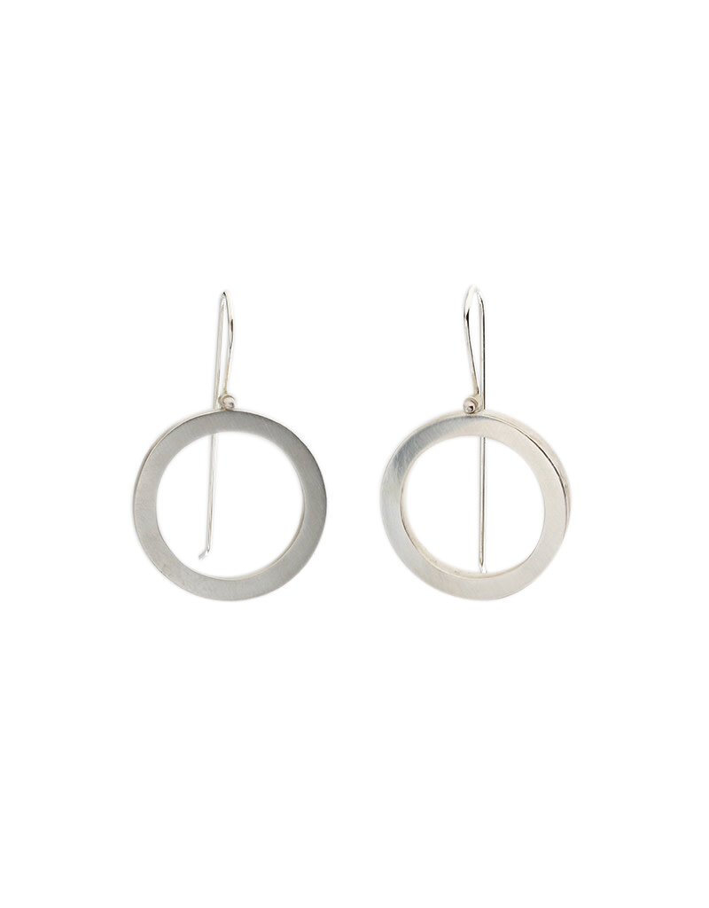 Extra Large Donut Earrings in Brushed Silver