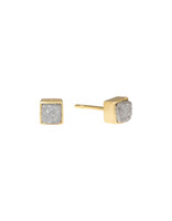 Raw Diamond Cube Post Earrings in 18k Yellow Gold