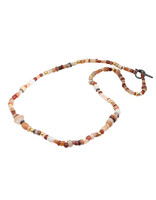 Vintage Carnelian Necklace with 14k Gold Beads and Oxidized Silver Beads and Toggle Clasp