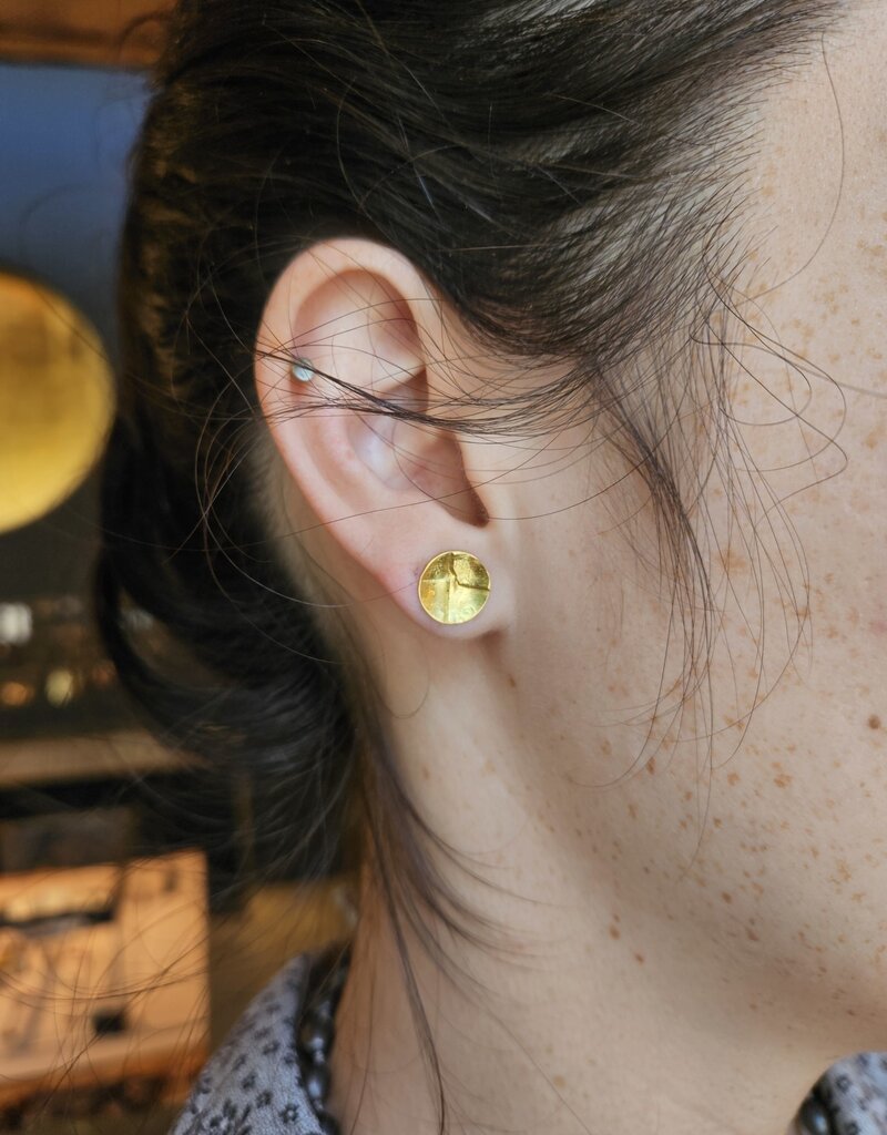 Fused Golden Pool Post Earrings in 22k and 18k