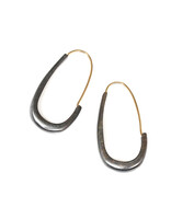 Oval Katachi Hoop Earrings in Oxidized Silver with 14k Gold Earwires