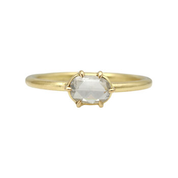 Tura Sugden Rose Cut Grey Diamond Solitaire Ring in 18k Yellow Gold