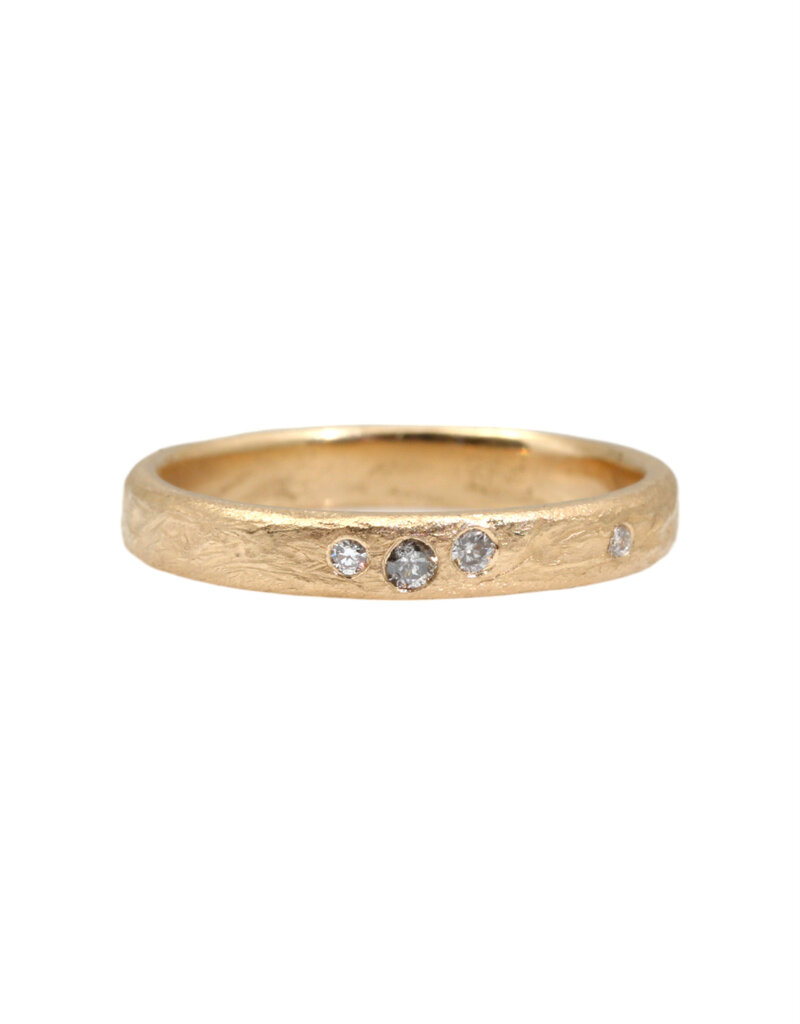 Year Of A Dragon Band in 14k Yellow Gold with Cognac and White Diamonds