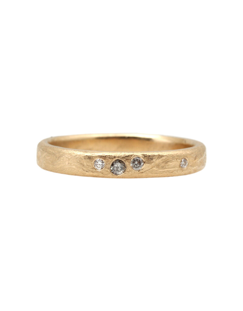 Year Of A Dragon Band in 14k Yellow Gold with Cognac and White Diamonds