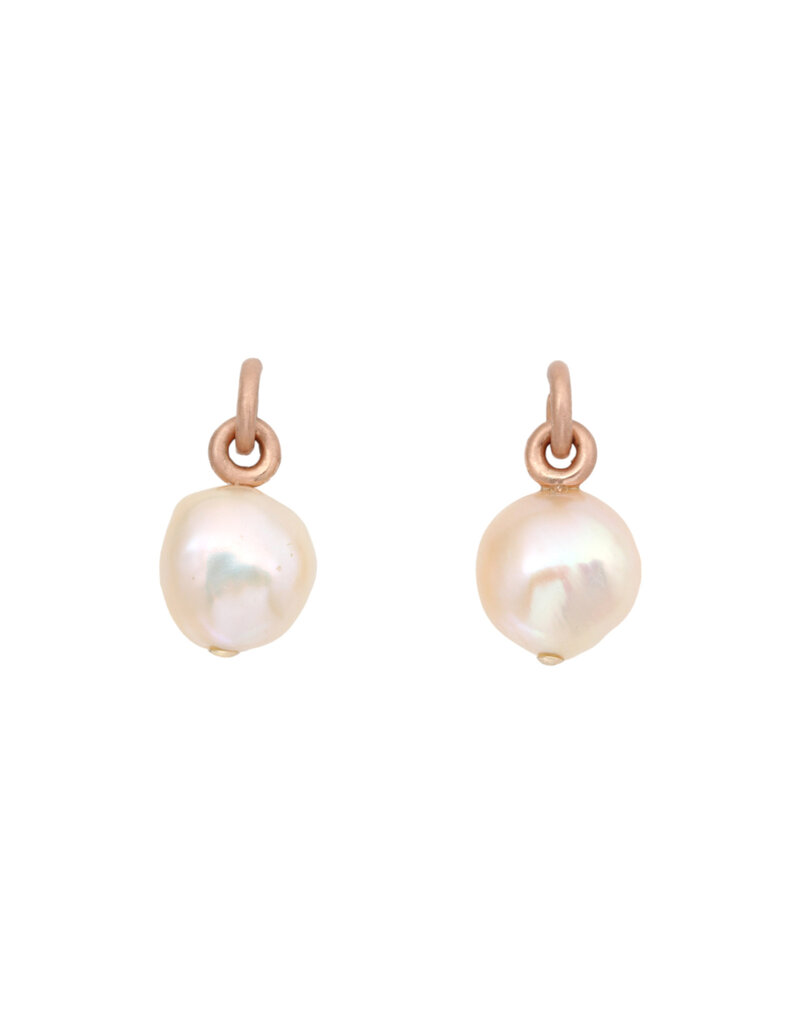 Tracy Conkle Peach Pearl Post Earrings in Rose Gold