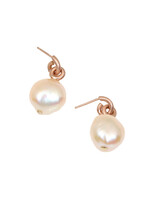 Tracy Conkle Peach Pearl Post Earrings in Rose Gold