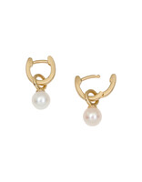 Tracy Conkle Horseshoe Hoops with Pearl Charms in 14k Gold