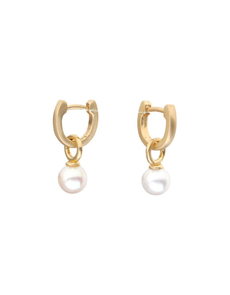 Tracy Conkle Horseshoe Hoops with Pearl Charms in 14k Gold