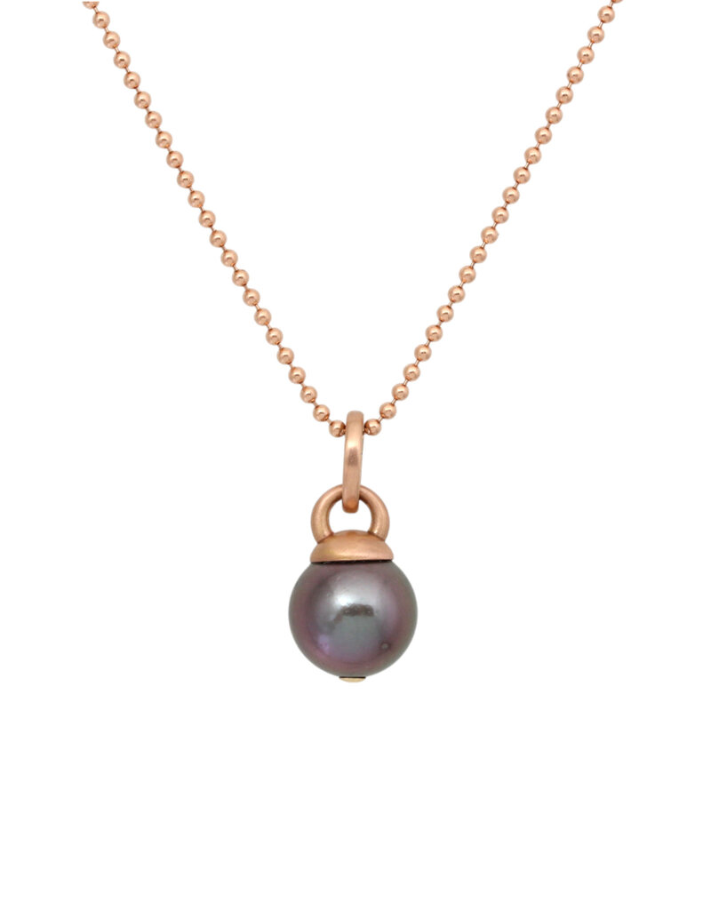 Tracy Conkle Aubergine Pearl Pendant in Rose Gold