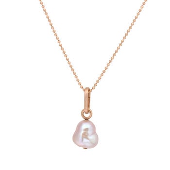 Tracy Conkle Blush Pink Pearl Pendant With Charm Clasp in Rose Gold