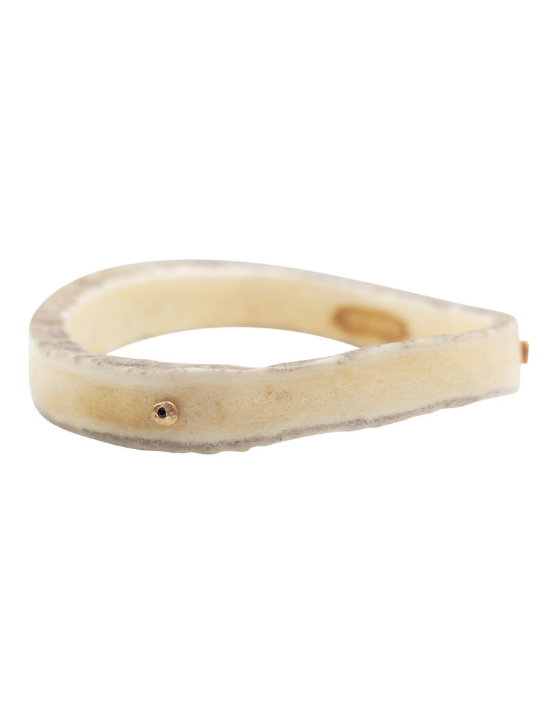 Moose Antler Bangle with Black Diamonds in 14k Gold