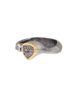 Ninja's Heart Stealthy Open Ring in Oxidized Silver and 18k Yellow Gold