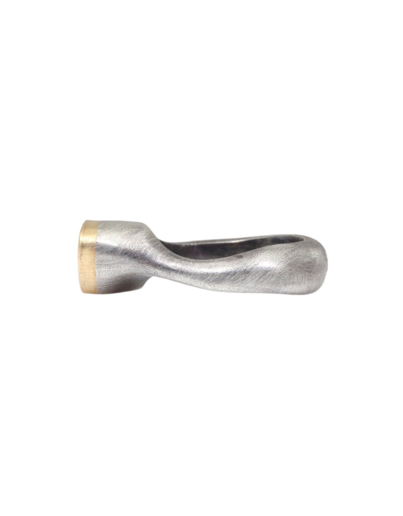Ninja's Heart Stealthy Open Ring in Oxidized Silver and 18k Yellow Gold