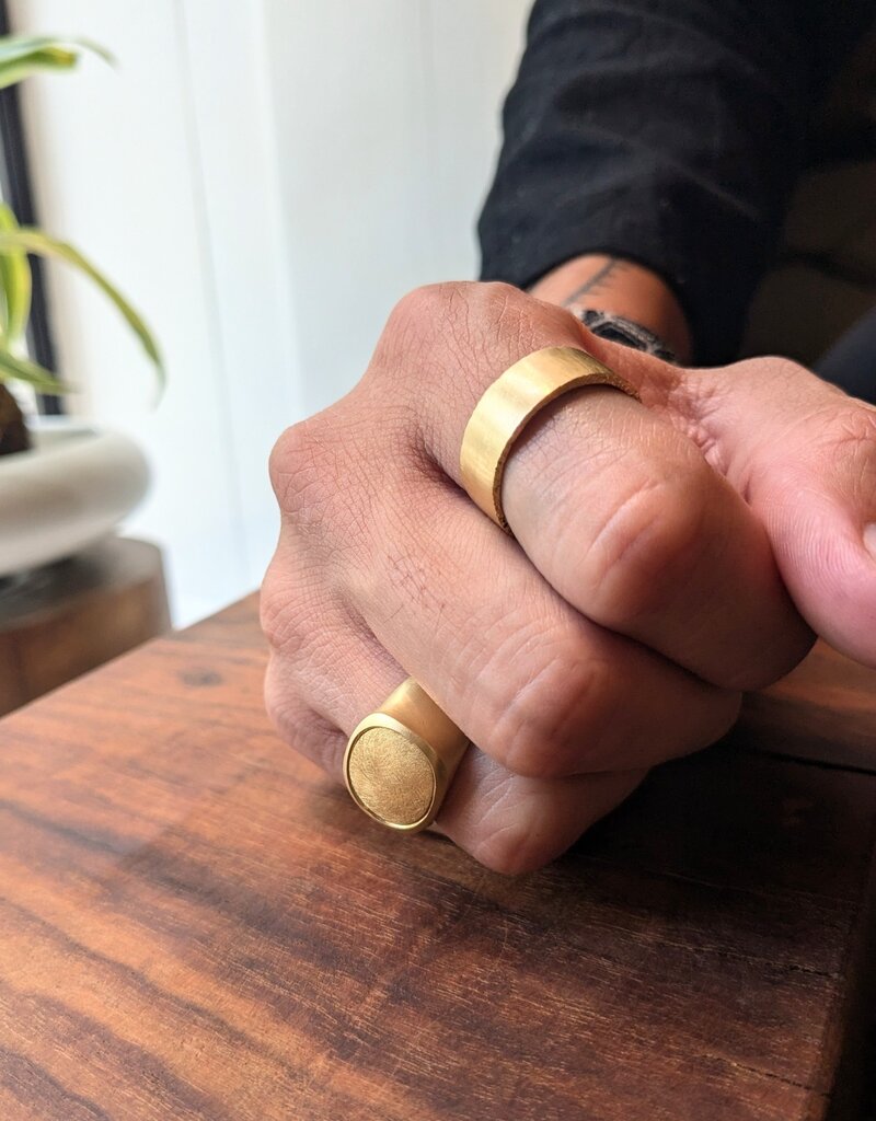 Signet Ring with Gold Plate in 18k Gold