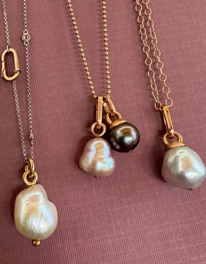 Tracy Conkle Aubergine Pearl Pendant in Rose Gold