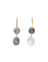 Double Star Sapphire Dangle Earrings in 18k Gold