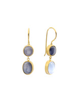 Double Star Sapphire Dangle Earrings in 18k Gold