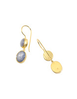 Double Star Sapphire Dangle Earrings in 18k Gold