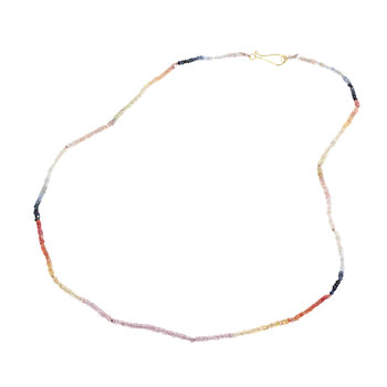 Faceted Sapphire Ombre Bead Necklace with 18k Gold Clasp