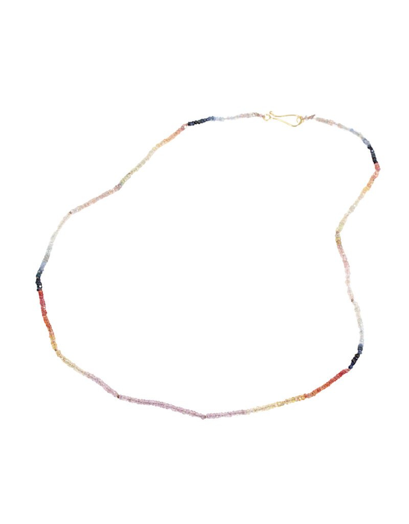 Faceted Sapphire Ombre Bead Necklace with 18k Gold Clasp