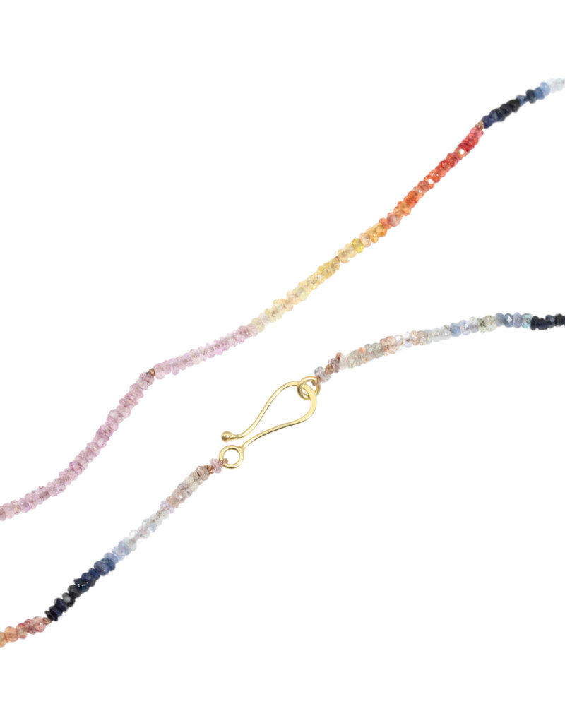 Faceted Sapphire Ombre Bead Necklace with 18k Gold Clasp