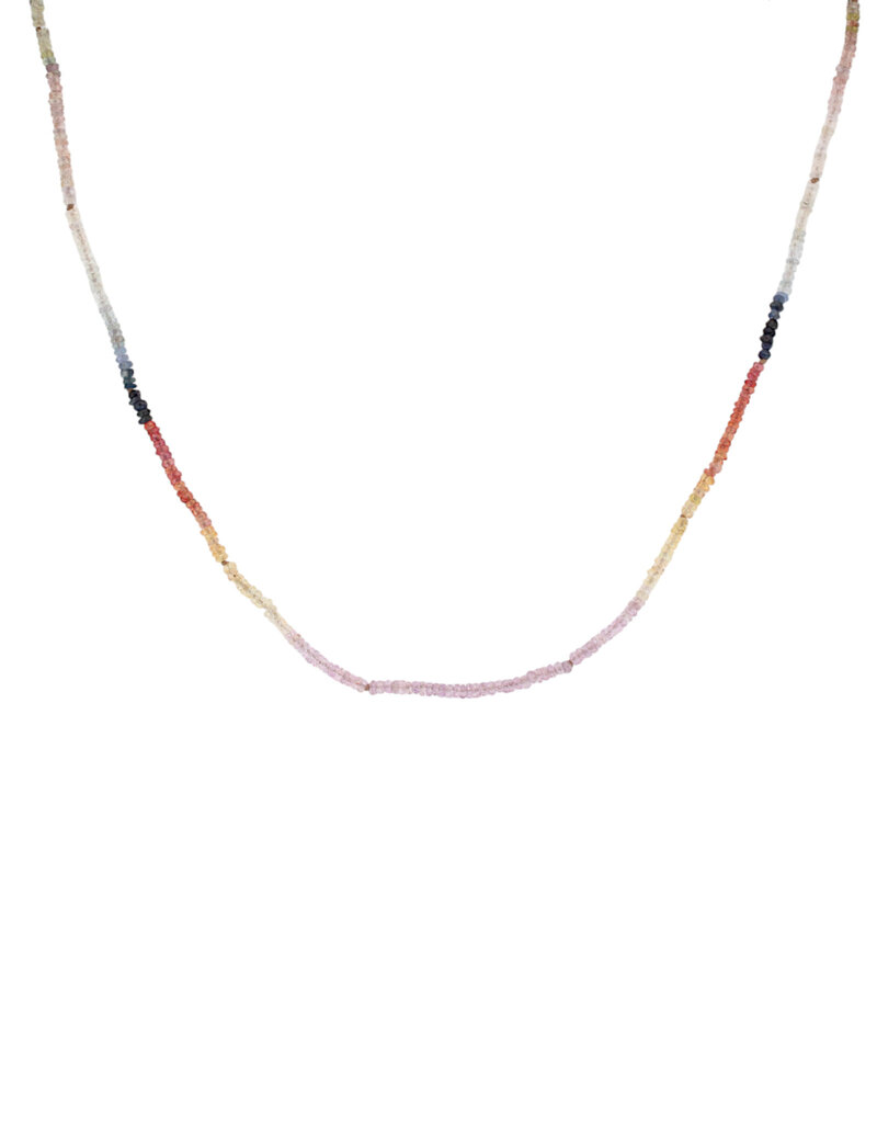 Faceted Sapphire Ombre Bead Necklace with 18k Gold Clasp