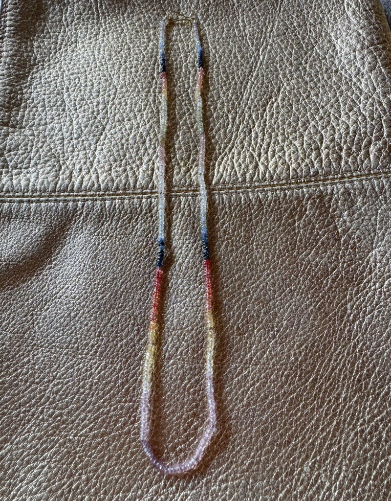 Faceted Sapphire Ombre Bead Necklace with 18k Gold Clasp