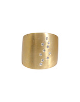 Flat Cuba Ring in Bronze with 10 White  Sapphires