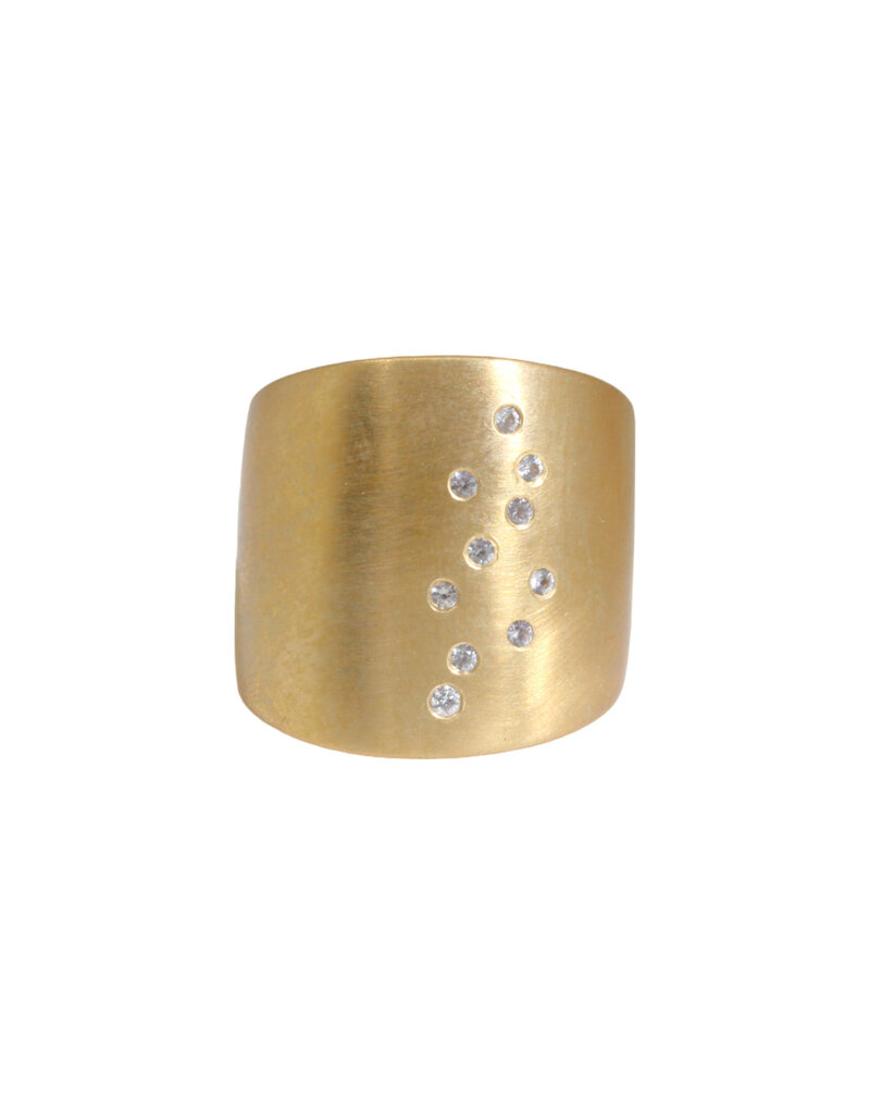 Flat Cuba Ring in Bronze with 10 White  Sapphires